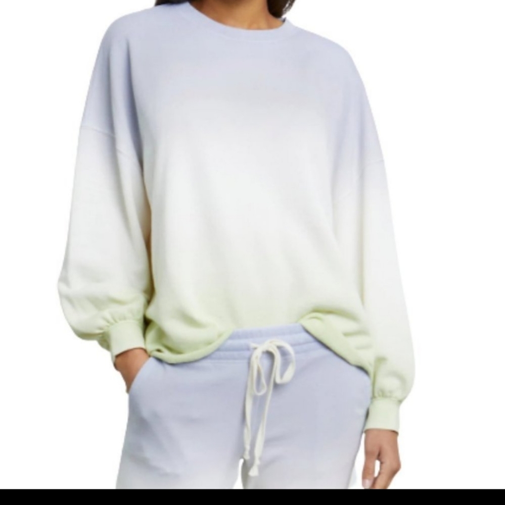 Rails Reeves Dip Dye Sweatshirt Blue, White, Green, Crew neck sweatshirt